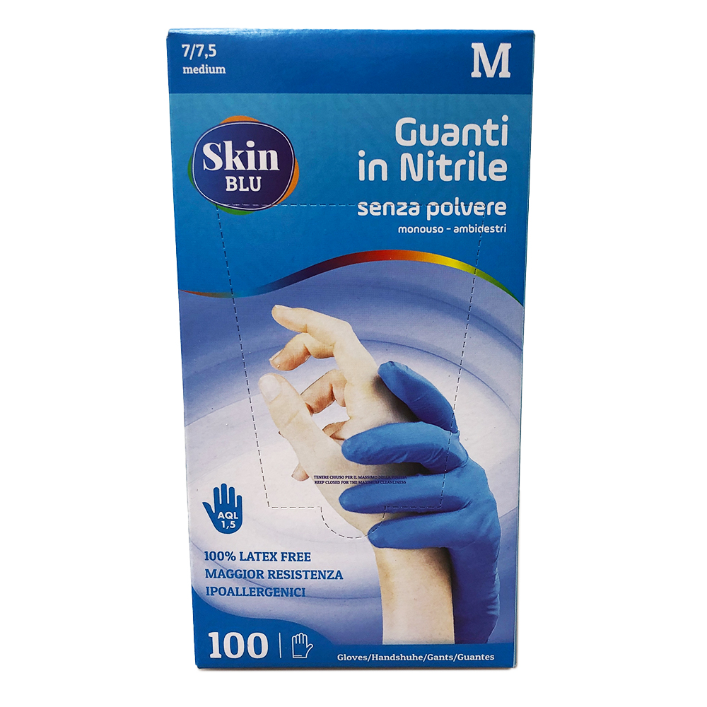 ERREGAME -  - Bericah Skin Blu Box Guanti in Nitrile Uso  Medico Senza Polvere M 100pz Blu