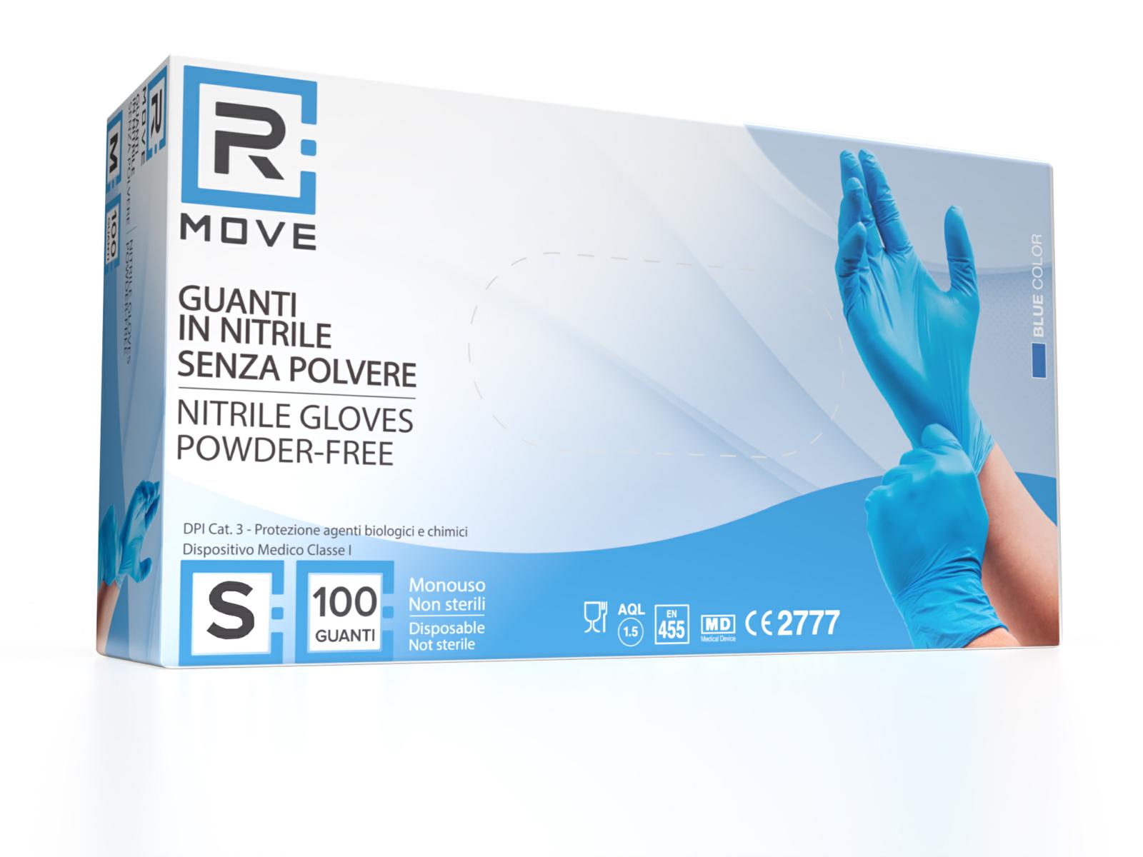 ERREGAME -  - RMove RMove 1Conf. da 100pz Tg.S - Guanti  Nitrile Blu uso Medico Senza Polvere