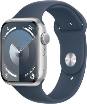 Apple Apple Watch Serie 9 45mm Aluminium Silver Sport Band Storm Blue S/M MR9D3QL/A