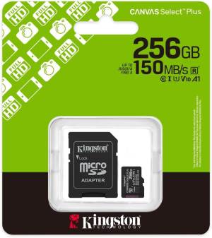 Kingston Micro SD 256GB Cl10 Canvas S.Plus SDCS3/256GB +Ad.SD — immagine 1